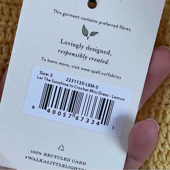 Spell Let The Sunshine In Crochet Mini Dress Yellow Size Small - Picture 6 of 7